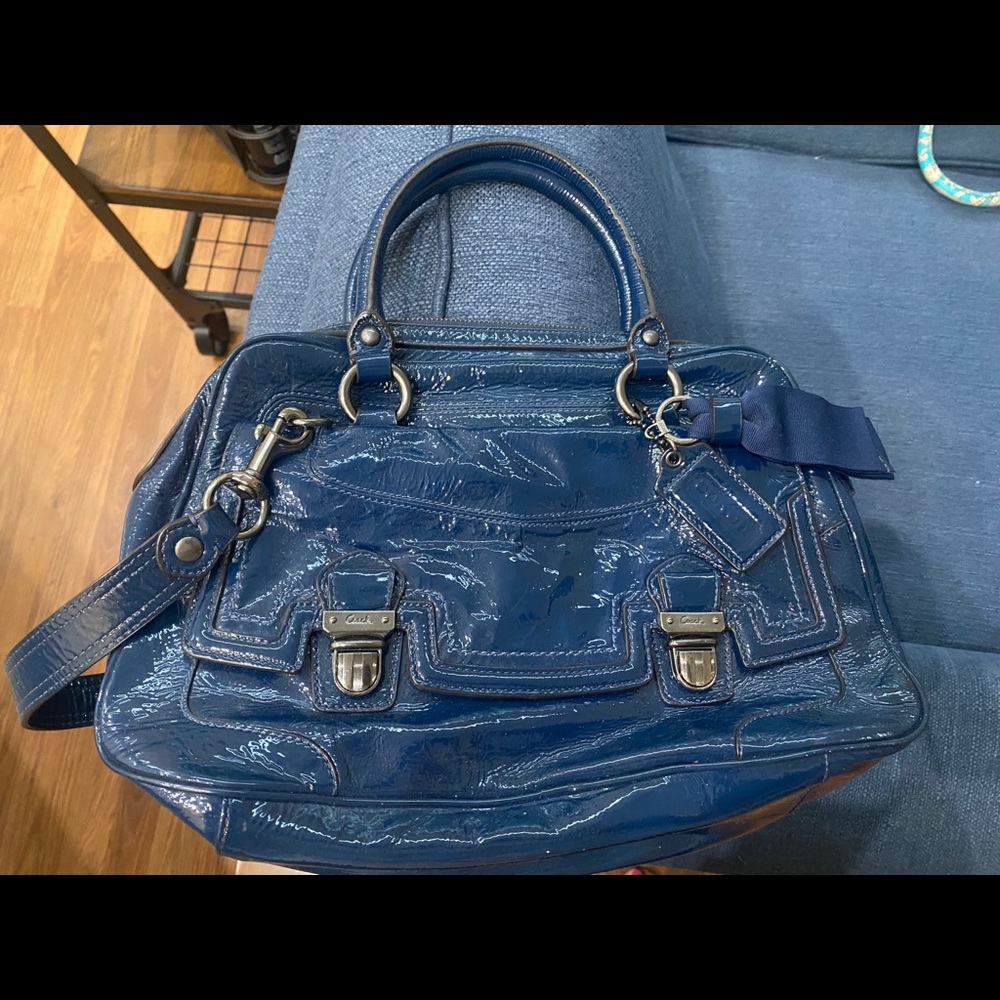 Blue Patent Coach Purse